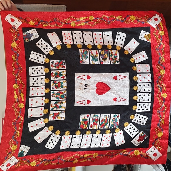 Moschino Accessories - 🔥HP🔥 Moschino Couture Vintage Silk Playing Cards Scarf 34" x 34" Rare 1990's